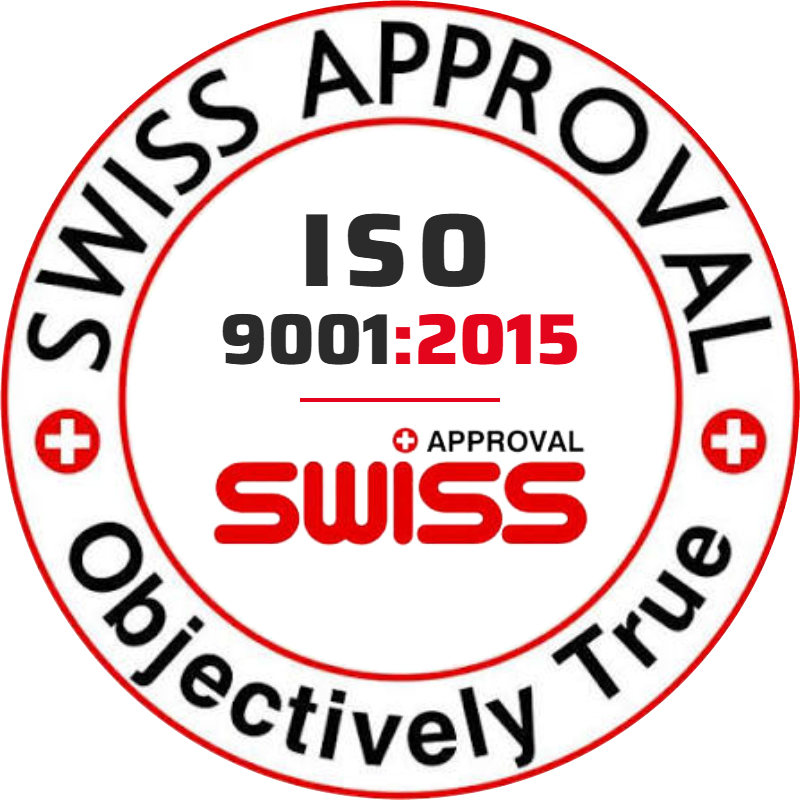 ISO 9001:2015 – Swiss Approval – Αρ. πιστοποιητικού 030-02-100-01834